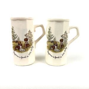 HOLLY HOBBIE Salt & Pepper Shakers Set VTG 70s Ceramic Collectible Handles